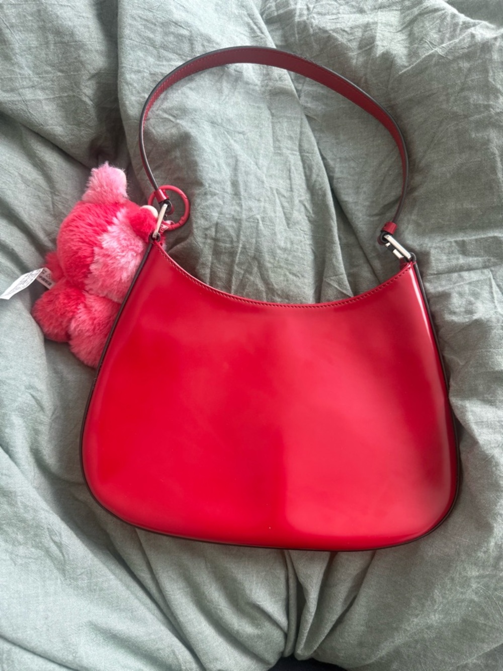 Prada Cherry Red Cleo Brushed Leather Shoulder Bag - Picture 4 of 7